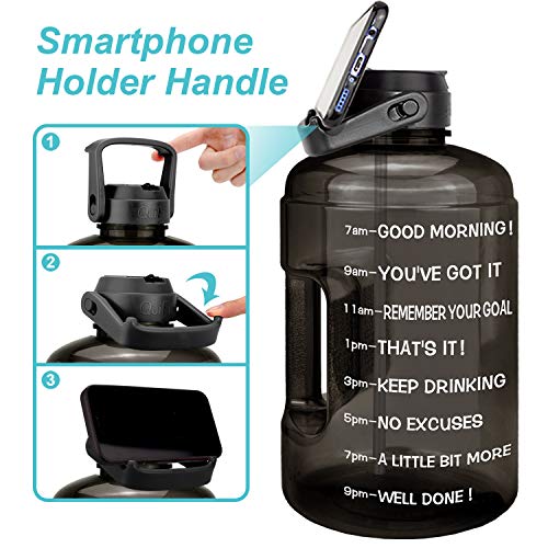 Image of QuiFit 1 Gallon Water Bottle - with Straw & Motivational Time Marker Leak-Proof BPA Free Reusable Gym Sports Outdoor Large(128OZ /73OZ) Capacity Water Jug