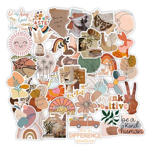 Qiyuya QYY016 100Pcs Vintage Aesthetic Stickers For Laptop Water Bottle, Waterproof Vinyl Cute Boho Stickers For Computer Phone Case Hydroflask thumb #6
