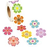 Ceiba Tree 500pcs Flower Stickers for Kids Spring Summer Roll Sticker for Envelopes Cards Party Supply Decoration