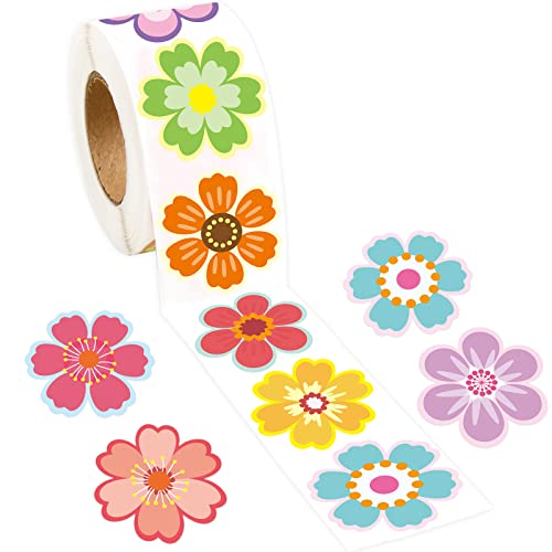 Ceiba Tree 500pcs Flower Stickers for Kids Spring Summer Roll Sticker for Envelopes Cards Party Supply Decoration