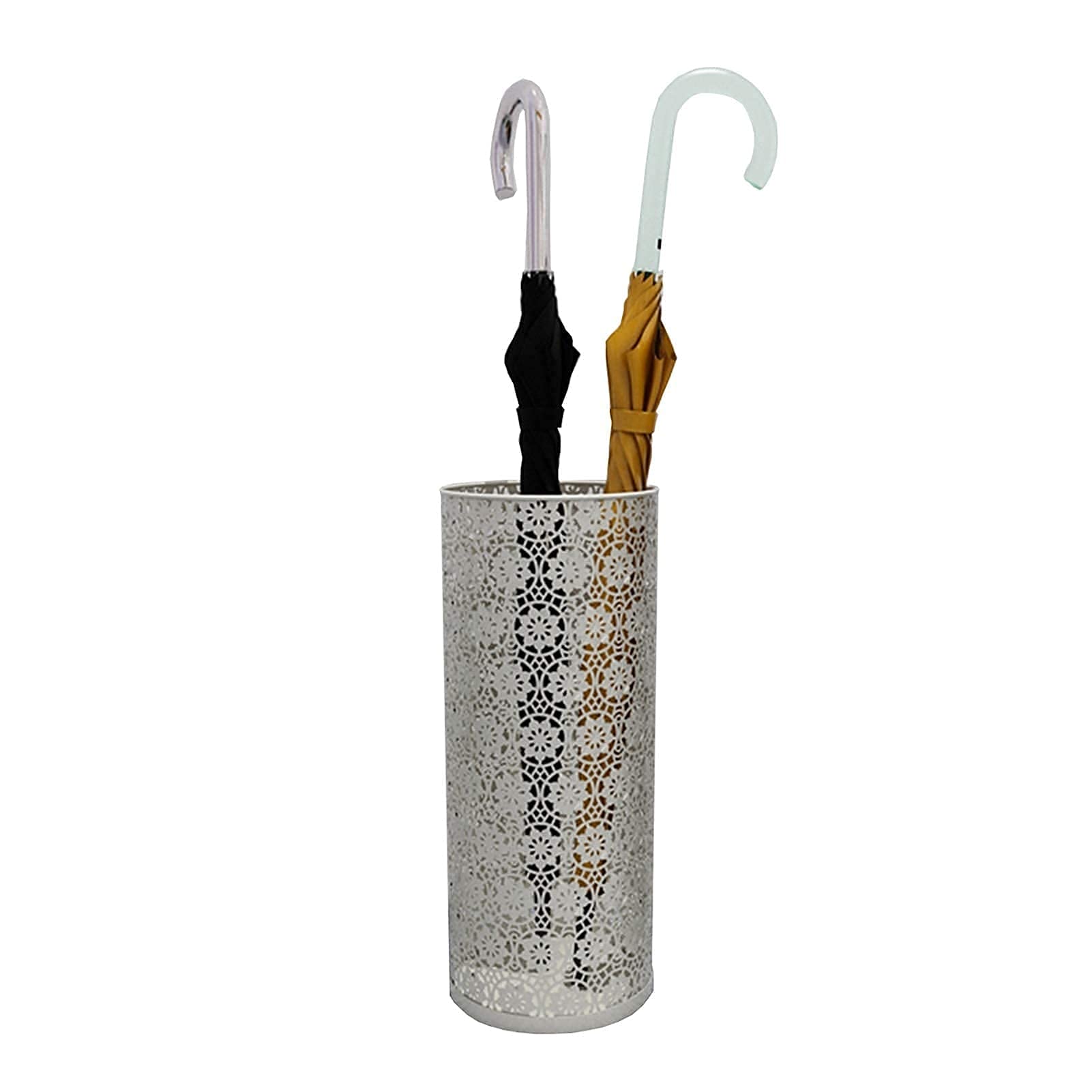 GHHVFEC Large-Capacity Wrought Iron Umbrella Stand with Quick-Drain Hollow Design for Home Hotel Entryway
