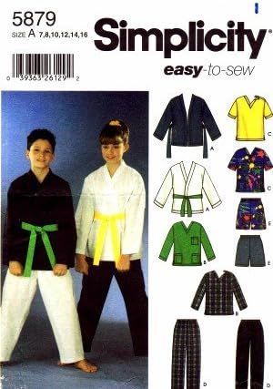 Amazon.com: Simplicity 5879 Sewing Pattern Boys Girls Martial Arts ...