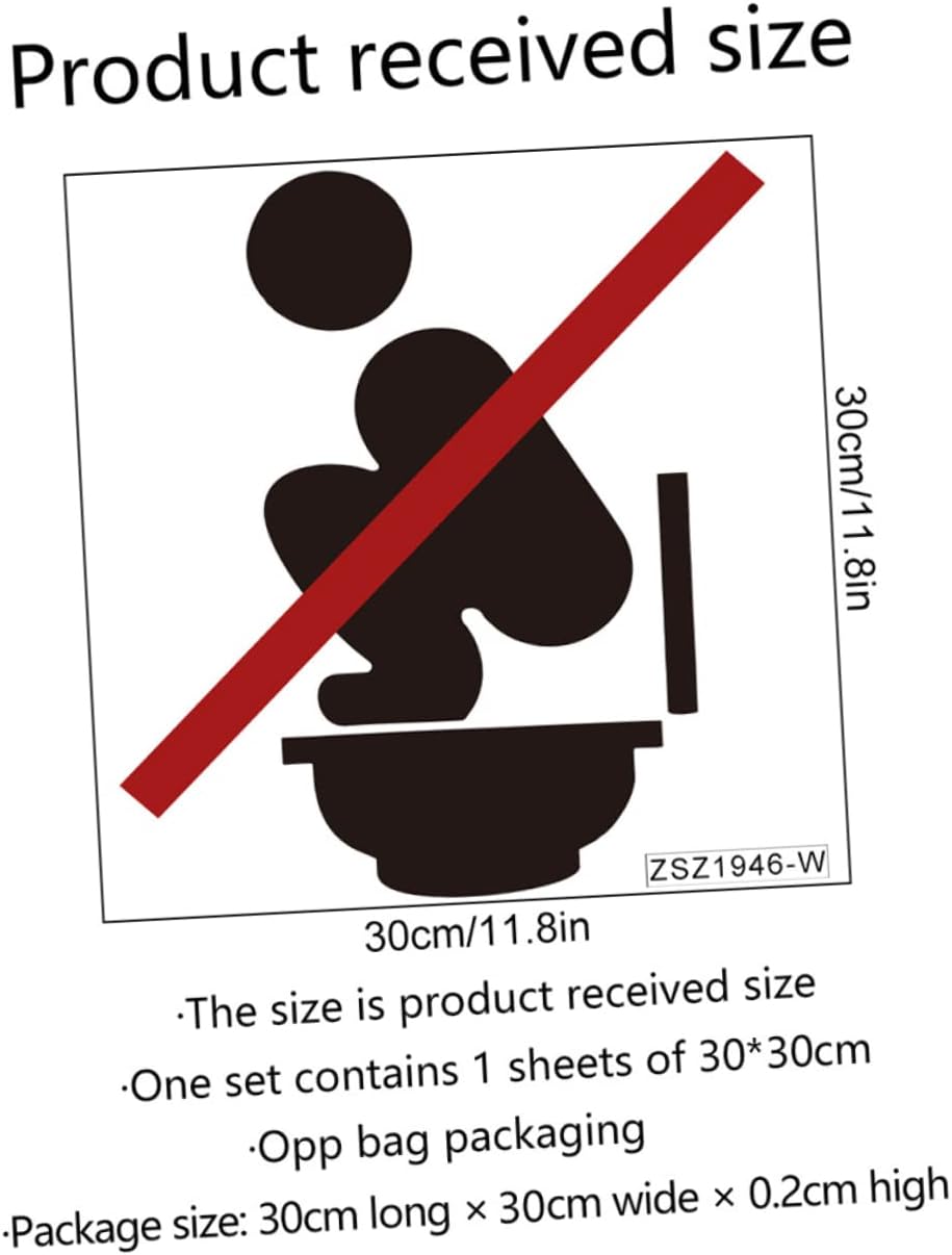 SOLUSTRE 2 Sheets Removable Toilet Decal Sign Sticker Adhesive Bathroom Wall Decals for Smooth Surfaces for Toilet Lid Install Removal