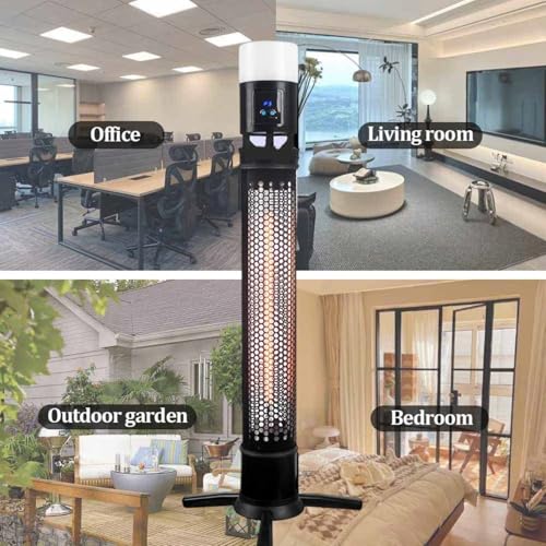 1500W Portable Patio Heater, Electric Garden Standing Heater with Remote Control, 360° All-Round Heating, 3 Levels, Aluminum Garage for Restaurant, Patio, Backyard - Image 6