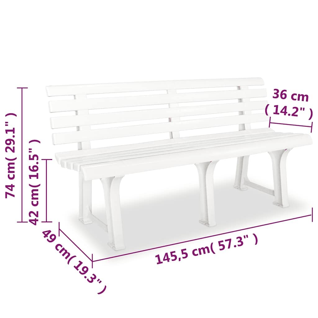Hothingwell Banc De Jardin Plastique Blanc 145,5 cm