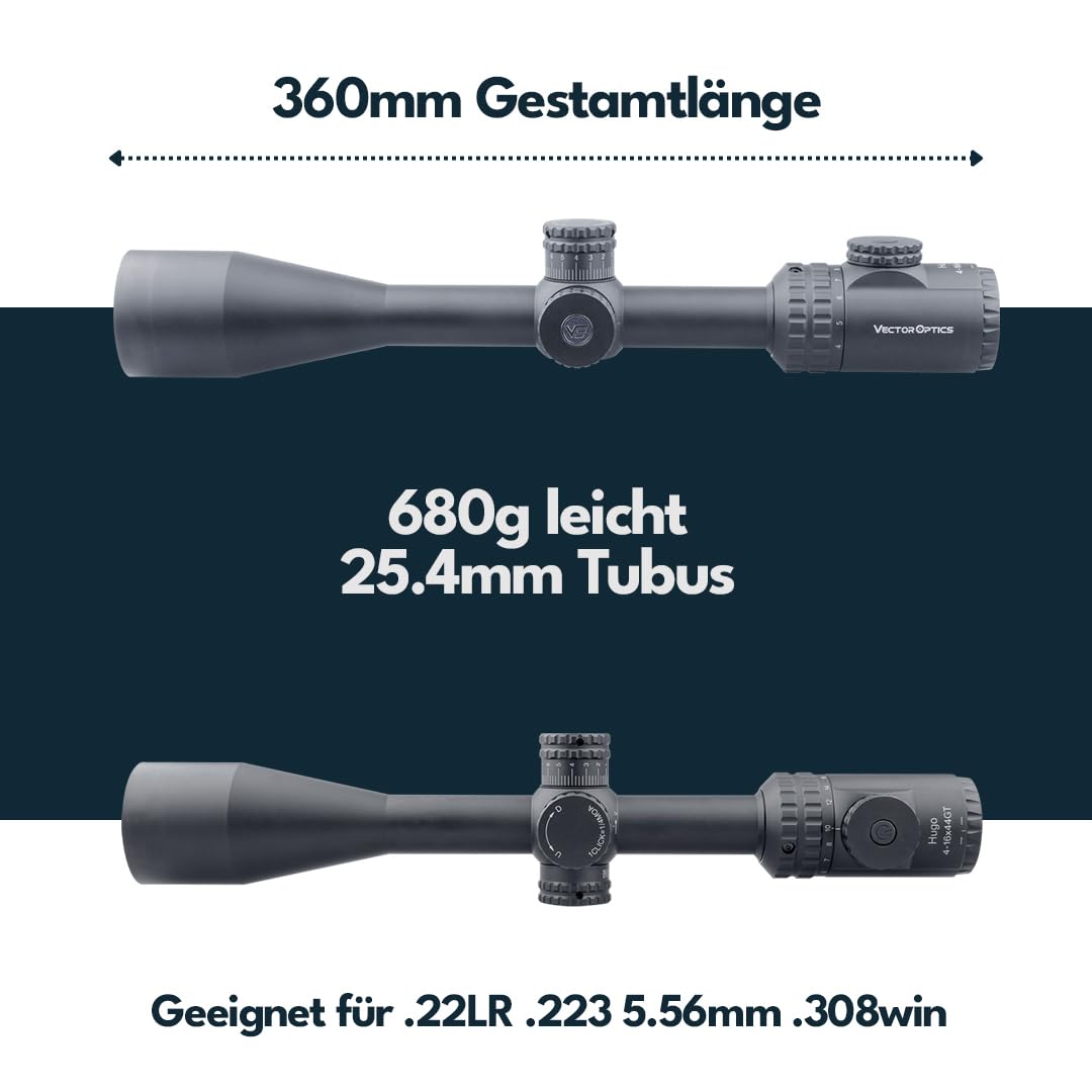 Vector Optics SCOL-32 Hugo 6-24x50 GT SFP Mirino telescopico per sport, airsoft e caccia, fucile ad aria compressa, mirino per bersaglio, cannocchiale per fucile, Rifle Scope, numerosi accessori