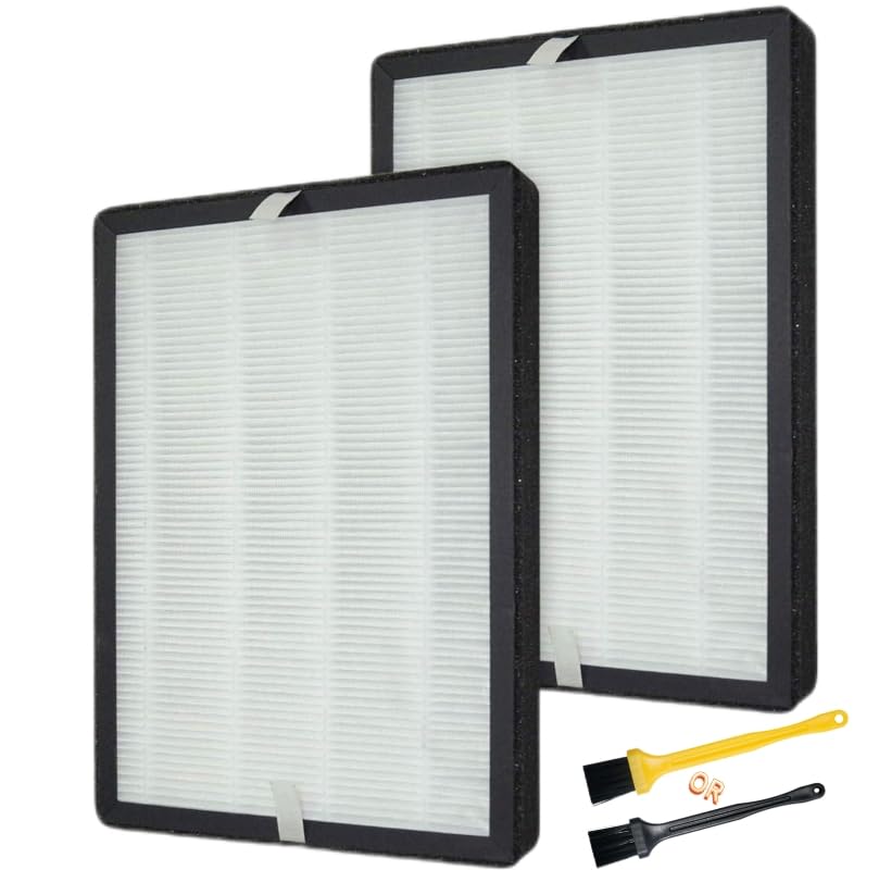 GL-FS32 TRUE HEPA Filter SET * 2 Pack with Cleaning Brush Compatible with MOOKA/KOIOS I TRUE HEPA H13 Air Purifier Replacement Filter Compatible with AZEUS GL-FS32, Large Room Air Purifier, 3-IN-1