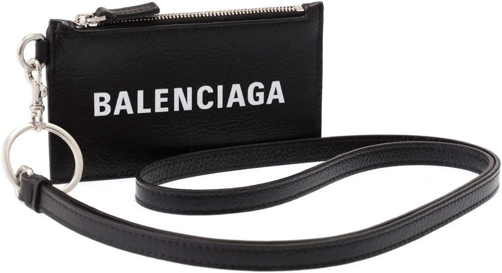 Valenciaga 594548 1IZI3 1090 Neck Strap with Key Pouch Card Holder Black