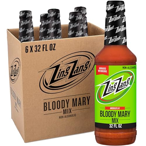 Zing Zang Bloody Mary Mix, Bar Supplies, Non-Alcoholic Cocktail Mixer, 32.00 Fl Oz Bottle (Pack of 6)