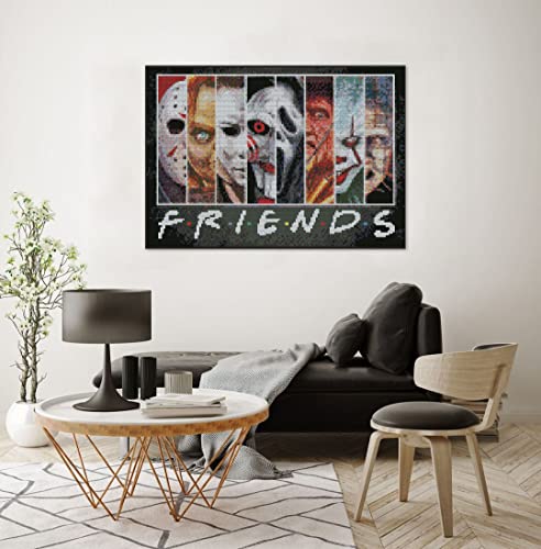 Image of Halloween Cross Stitch Stamped Kits for Adults Beginners-Horror Embroidery Friends Counted Cross Stitch Kits Patterns for Beginners 11 CT Dimensions Embroidery Kits Arts Craft Kits Home Decor