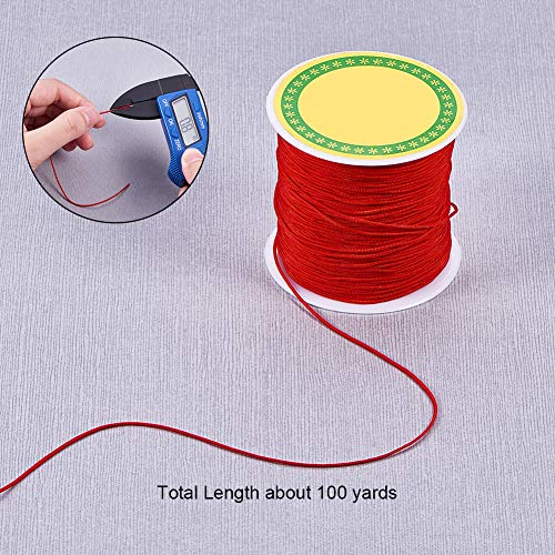 Image of PH PandaHall 600 Yards 0.8mm Nylon Beading String Bracelet String Chinese Knotting Cord Kumihimo Macrame Cord Braided Lift Shade Cord Trim for Macrame Friendship Bracelets Christmas Ornament 6 Color