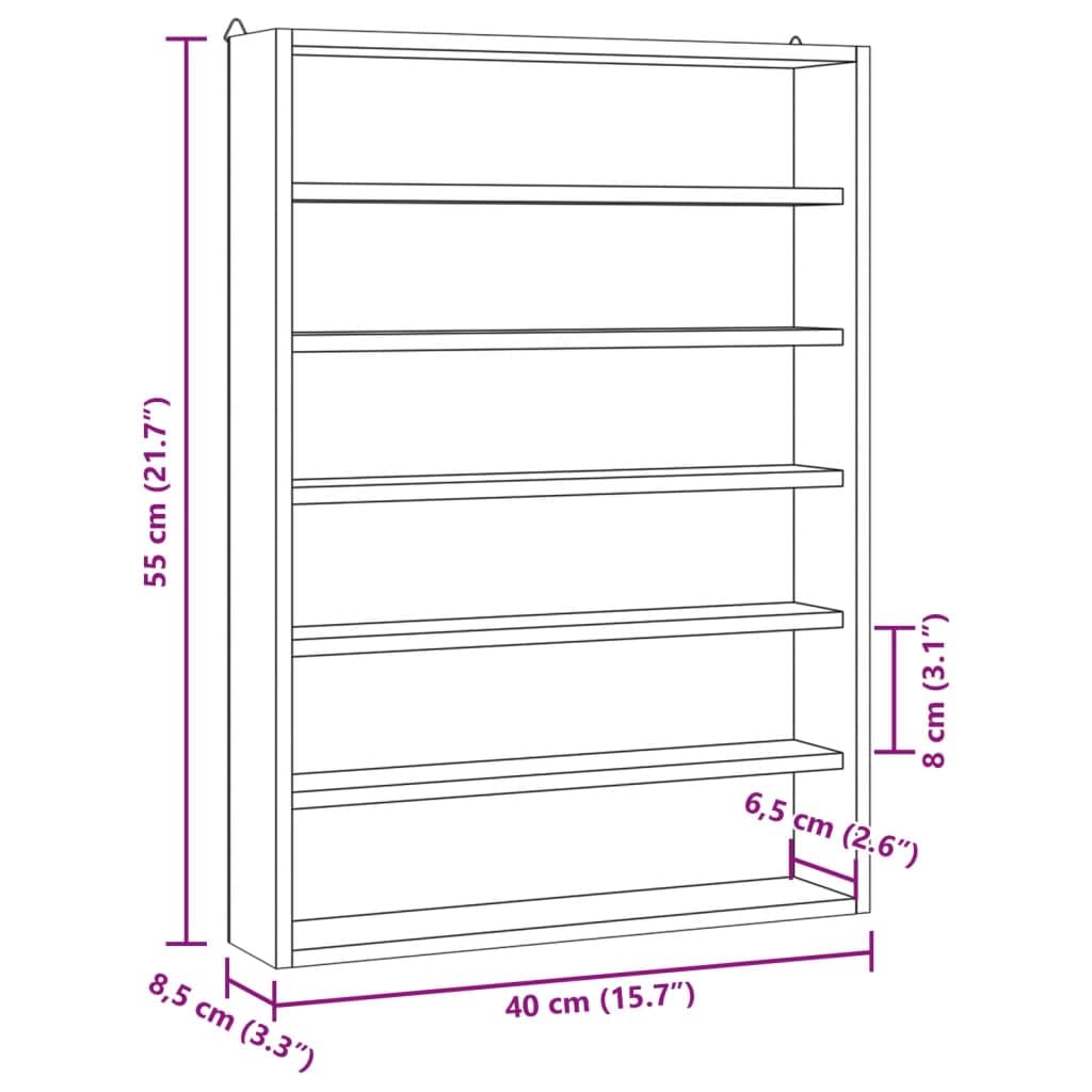 Sammlervitrine aus Holz mit 6 Regalen 40x8,5x55 cm Wandvitrine Schaukasten für Modellautos Sammelfiguren und Miniaturen Platzsparender Hängeschrank für Wohnzimmer