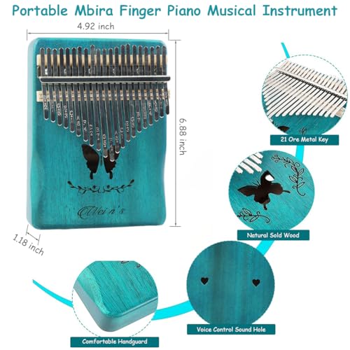 Image of ELEPHANTBOAT Kalimba 21 Keys Thumb Piano with Note Sticker, Tune Hammer, Carry Bag, Gift Kalimba Musical Instruments for Kids Adults