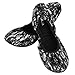 Women's Foldable Portable Travel Ballet Flat Fold up Shoes Comfortable Party Roll up Shoes w/Matching Carrying Bag (M(Women Size 6.5-7.5), Black lace)