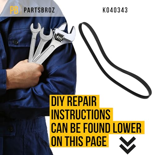 PartsBroz K040343 Micro-V Serpentine Drive Belt - Compatible with Gates Dayco Bando ACDelco Goodyear Continental Masterpro - Replaces 4K343, 343K4, 4PVK0870, 5040343, 5040343DR, 4PK870, 11287546164 - Thumbnail 6