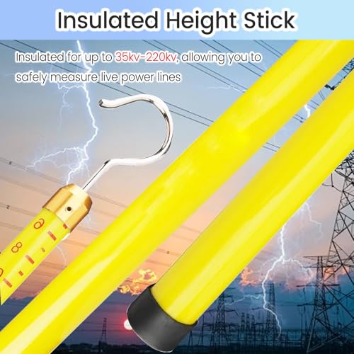 Telescoping Measuring Stick 2 Pack - 59ft/18m Yellow Distance Measuring Pole with Hook for Forestry, Utility, Linemen & Epoxy Resin Height Gauge,2pack,49ft/15m