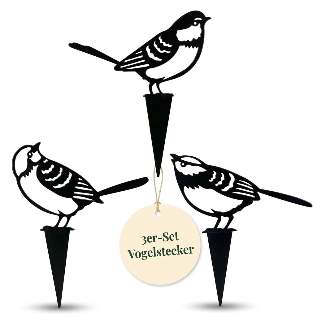 Piquets de jardin pour oiseaux en métal noir rigide résistants aux intempéries extérieures