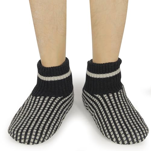 Image of BenSorts Winter Thick Fuzzy Slipper Socks for Men Christmas Cozy Grip Socks Slipper Non Slip Gifts Christmas 2 Pairs Multicolor Plaid Size 10 11 12 13