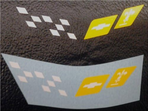 Corvette Accessories Unlimited CAU C5 Corvette Steering Wheel Cross Flag Decal Yellow/White (10 Individual Decal Pieces)
