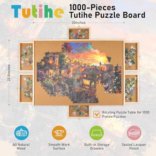 image for Tutihe 1000 Piece Rotating Puzzle Board with Drawers and Cover,23