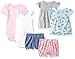 Carter's Baby Girls' 6-Piece Bodysuit Tee and Short Set, Mint Butterfly/Grey Floral, 12 Months