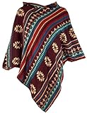 hippie poncho flower power Size:40 Sehr flauschiger Poncho mit Kragen und Kapuze