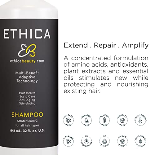 Ethica Anti-Aging Shampoo, Volumizing Shampoo For Men And Women, Improve Thinning, Stressed And Damaged Hair, Plant Based, Cruelty-Free, 32 Fl. Oz / 946 Ml #TOP2