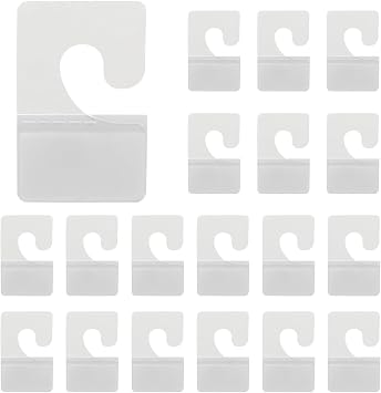 Clear Plastic Self Adhesive Hang Tags, 300Pcs | J-Hook Tags, Hanging Folder Tabs, Sticky Tabs, For Wall Hanging Display, For Small Store Retail Sale Items