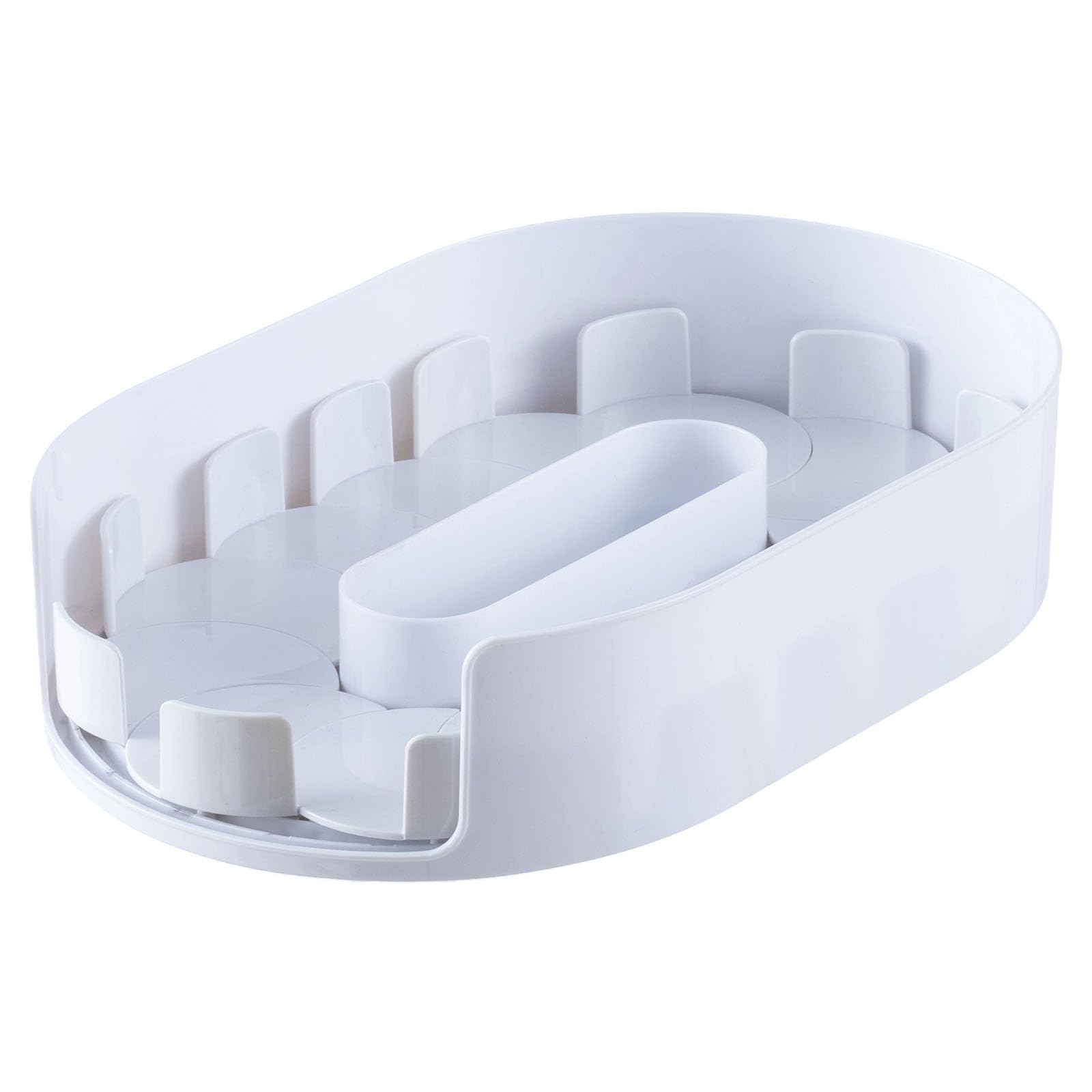 NEWFT Space Saving Refrigerator Storage Container Rotating Designs Sturdy PET Materials Compartments Rotating Food Storage Container