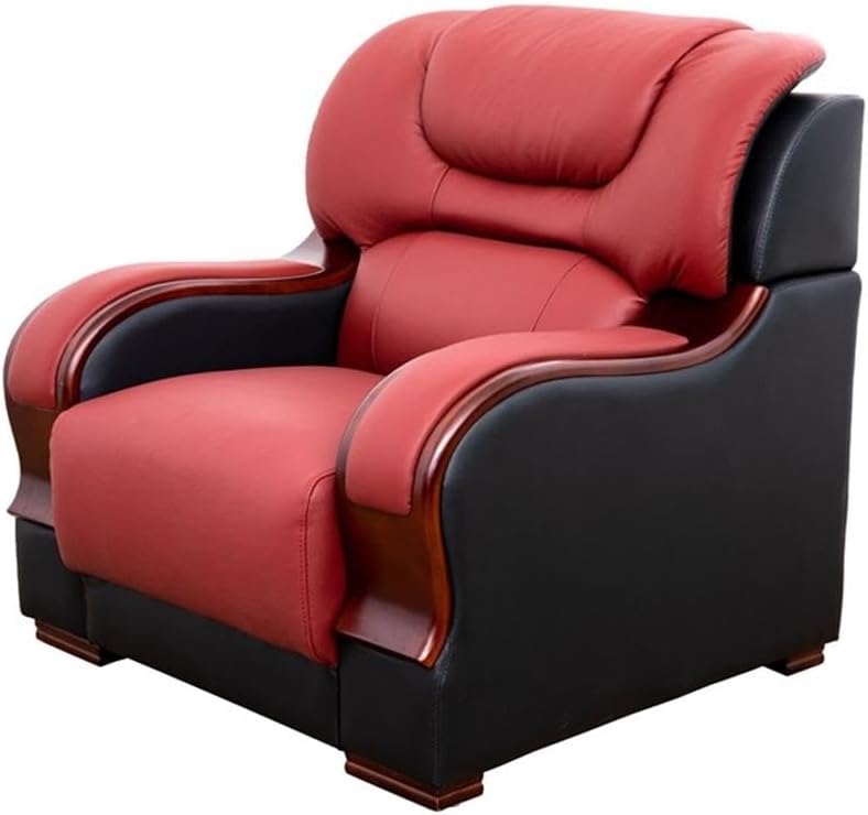 Star Home Living 3-Piece Genuine Leather Sofa Set in Black/Red