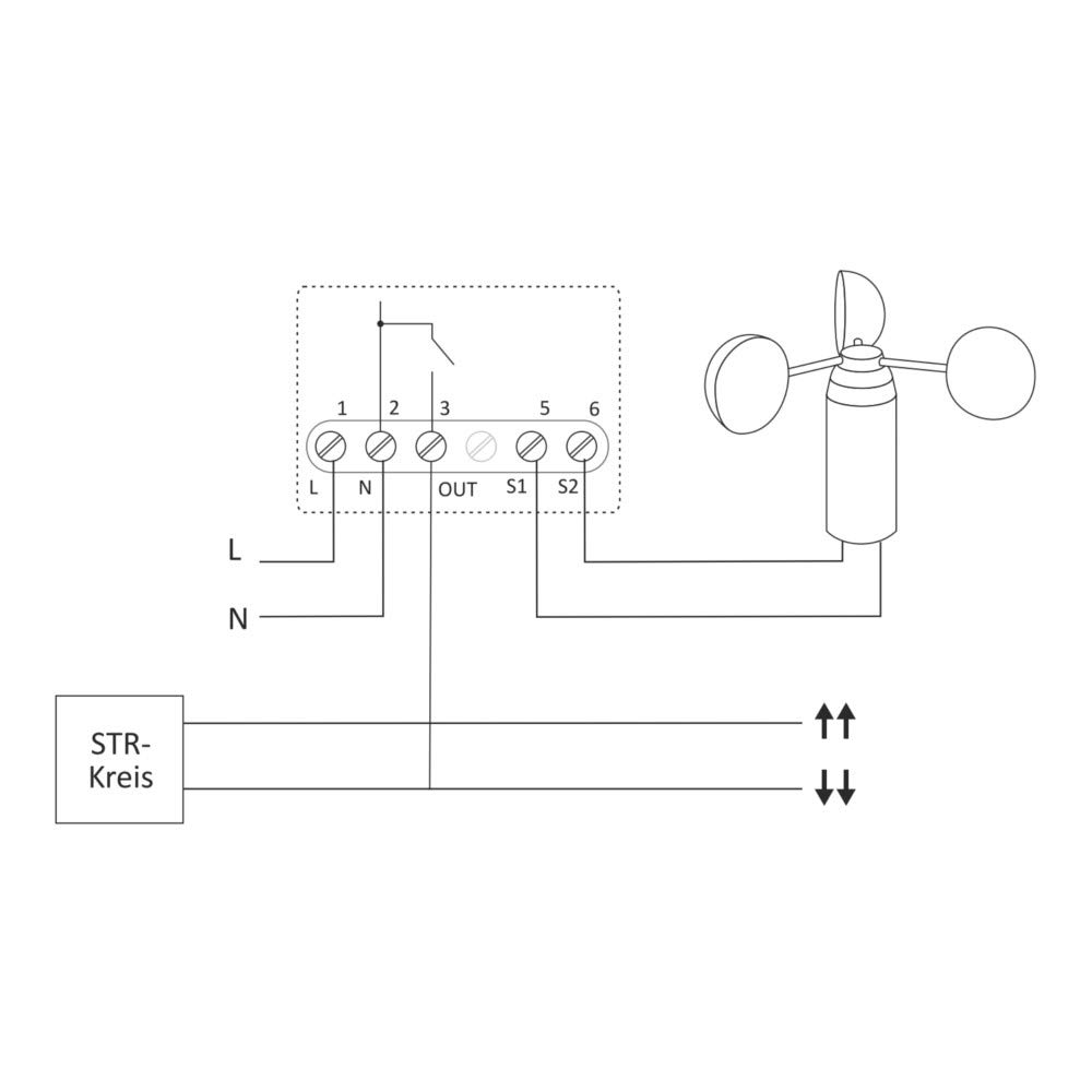 Weidmüller F&F STR-W 7766 Relais de capteur de vent avec détecteur de vent - Automatique - Blanc - Normalement ouvert - 10A - -15°C à 50°C
