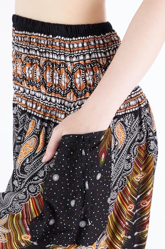 Lannaclothesdesign Women's Smocked Waist Boho Flowy Yoga Harem Pants Hippie Clothes