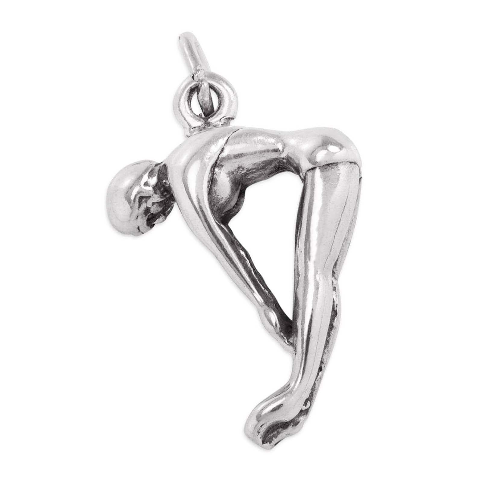 Woman Diving Female Diver High Dive 3D 925 Solid Sterling Silver Charm Pendant Bracelet Jewelry Making Supply