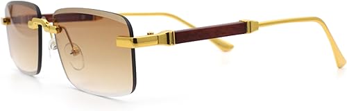 Miniatura 6 de SA106 Gafas de sol rectangulares estrechas de lujo con lentes biseladas de arte rico retro sin montura