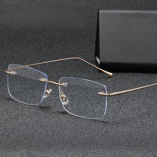 Image of Frameless Glasses Ultralight Rimless Stylish Men Women Versatile Eye Glasses Gold (71099133LRDES)