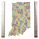 Indiana Map Art Print, Signed Print from my Original Hand-Drawn Typography Map Art Series, Indiana Map Print
