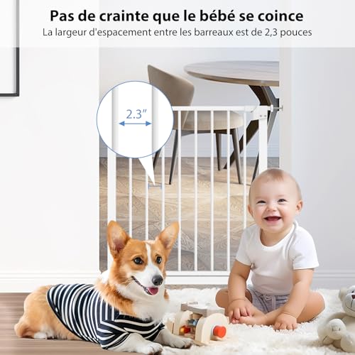 Barrière de sécurité enfant sans perçage et extension pour escalier