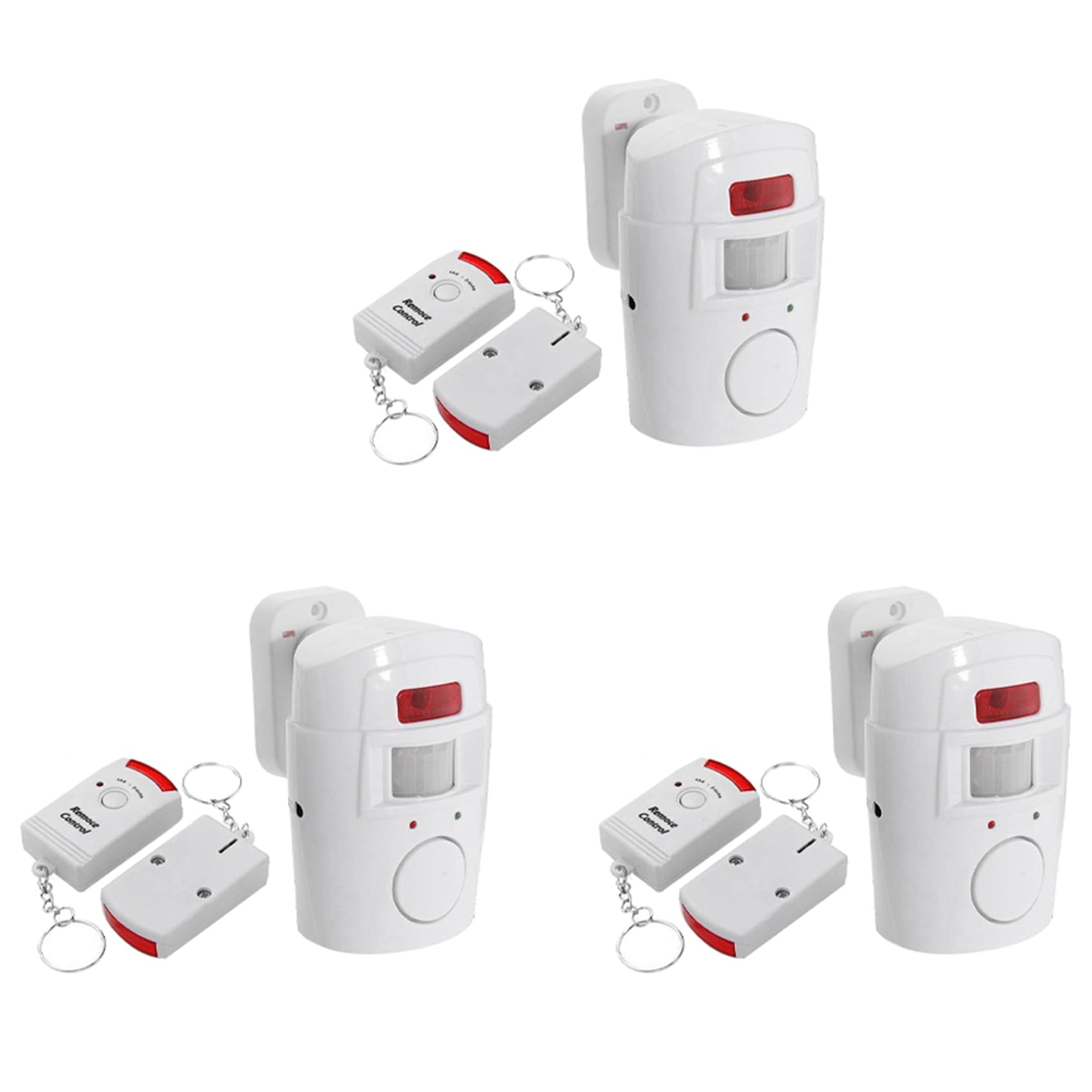 Jnchdghwa White 3X Infrared Motion Sensor Alarm - Burglar Alarm With 2 Remote Controls, Suitable For Home/Garages/Shops