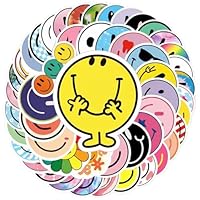 Large 2.12\u201D Smiley Face Stickers (50PCS) – Cute Waterproof Emoji Designs for Kids, Teachers & Crafts | Big Happy Faces for Water Bottles, Laptops & Classroom Rewards
