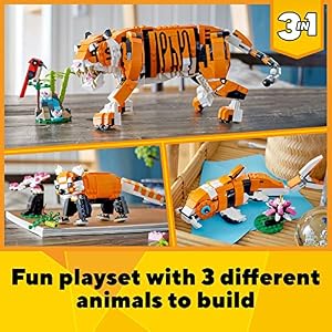 LEGO Creator 3 in 1 Majestic Tiger Building Set, Transforms from Tiger to Panda or Koi Fish Set, Animal Figures, Collectible Building Toy, Gifts for Kids, Boys & Girls 9 Plus Years Old, 31129 — photo 2 of 6