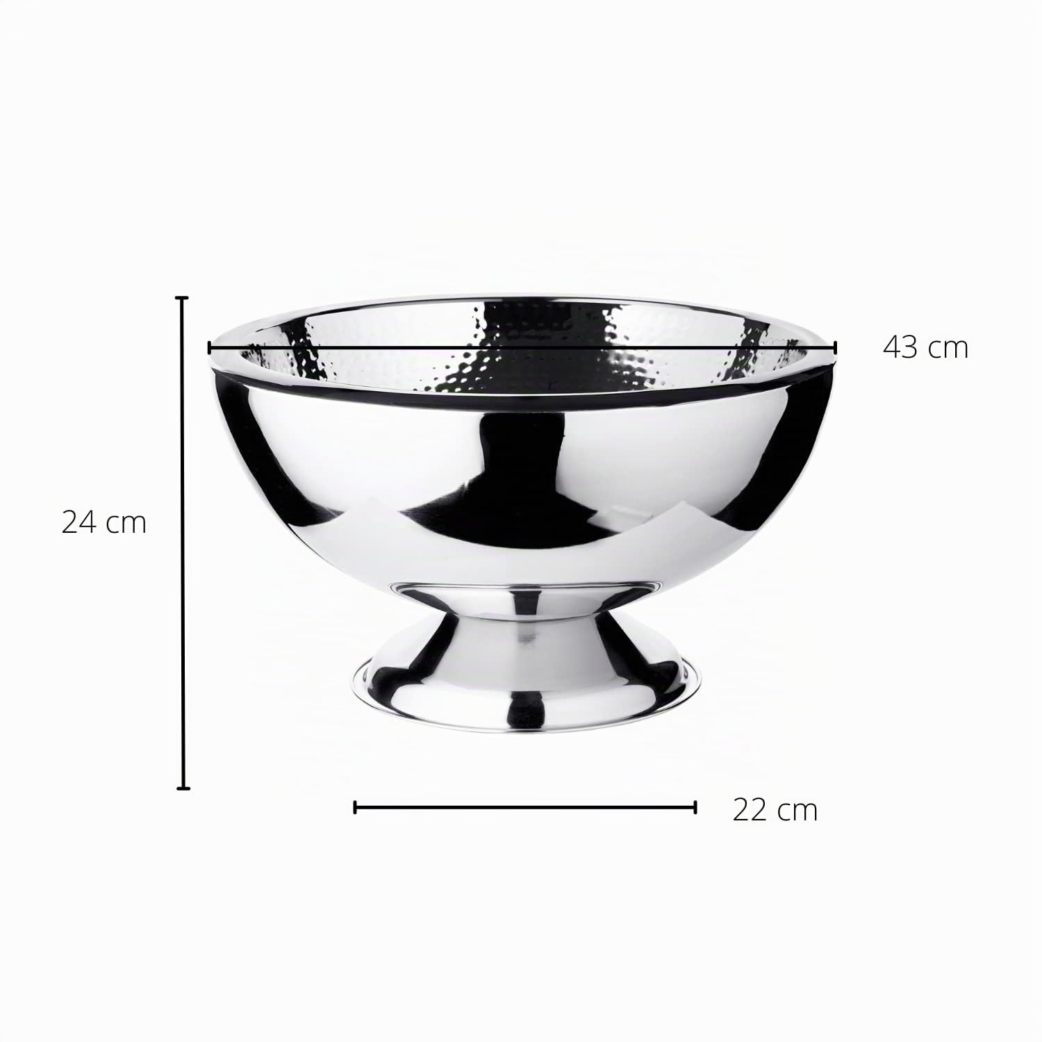 EDZARD Seau à champagne Cadiz, martelé à l'intérieur, 10,5 litres, diamètre 43 cm, à double paroi pour de meilleures performances isolantes, refroidisseur de bouteilles, refroidisseur de vin