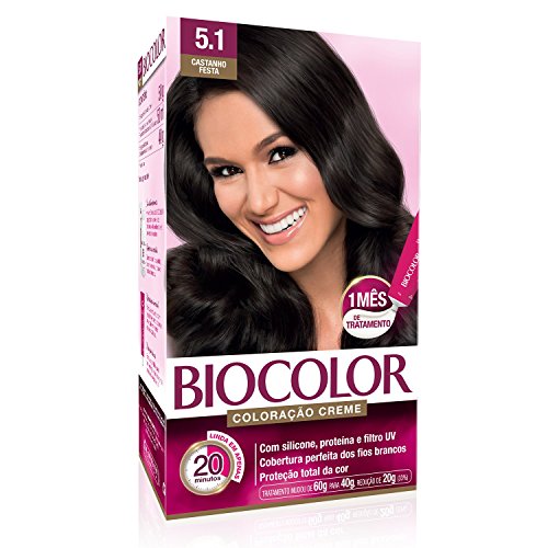 Kit Coloração Creme 5.1 Castanho Festa, Biocolor