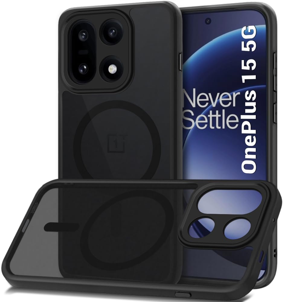 TheGiftKart Hybrid Shockproof Back Cover Case for OnePlus 15 5G Compatible with MagSafe | Hard Back Cover Case for OnePlus 15 5G (PC & TPU, Translucent Smoke Matte Back, Black Sides)-image-38