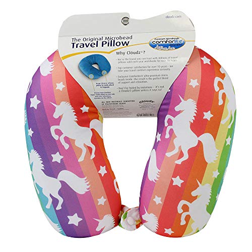 Image of Cloudz Patterned Microbead Airplane Travel Neck Pillow. Customize Your Comfort and Support While Traveling on a Plane, Car, Bus or Train! - Unicorn