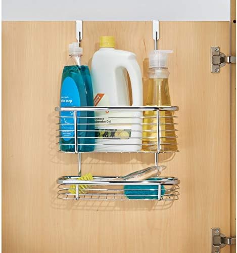 iDesign 56170 Axis Over the Cabinet Kitchen Storage Organizer Basket, Chrome