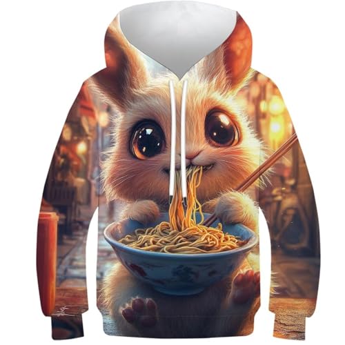 Sweat à capuche lapin pour enfants de 10 à 12 ans style unisexe