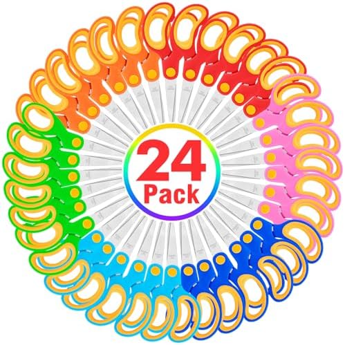 24 Packs Kids Scissors, 5 Inch Scissors Bulk for School, Kids Saf...