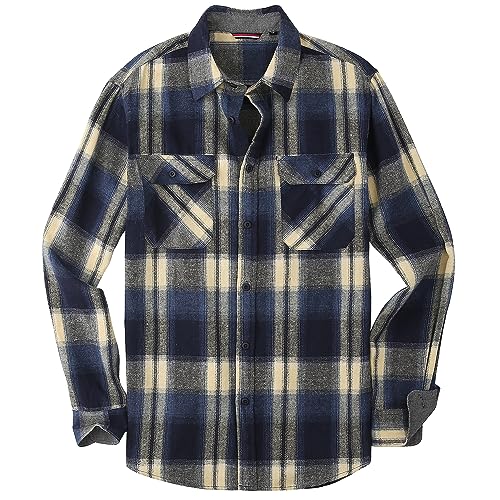 Image of WARHORSEE Flannel Shirt for Men Long Sleeve Button Down Plaid Shirts