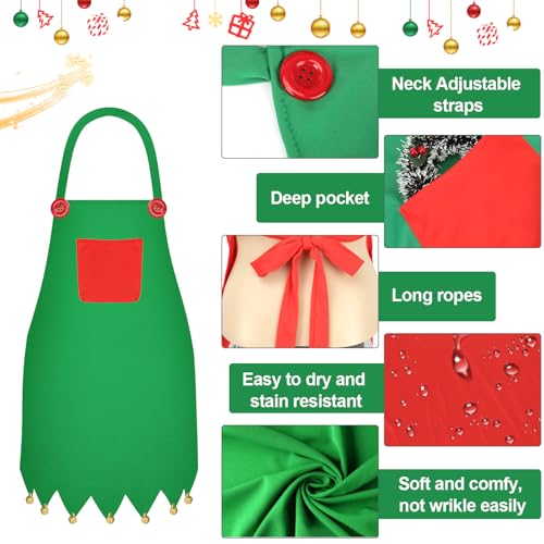 HOWAF 2 Set Elf Kostüm, Weihnachtsschürze, Elfenmütze, Weihnachtsmütze, Weihnachtskostüm