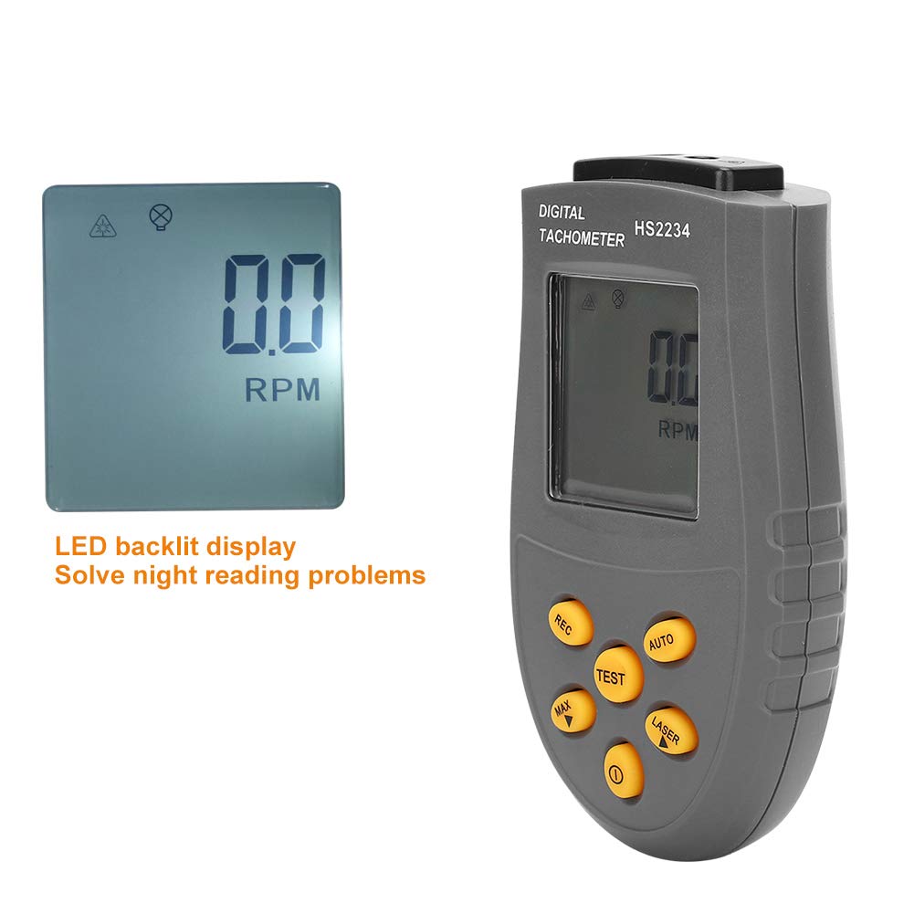 Tacómetro Digital HS2234 sin Contacto 0.1 RPM Indicador de Velocidad del Motor Negro